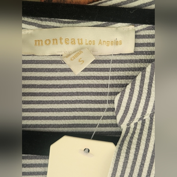 Monteau Los Angeles Gray & White striped tiered dress Small - Picture 6 of 7